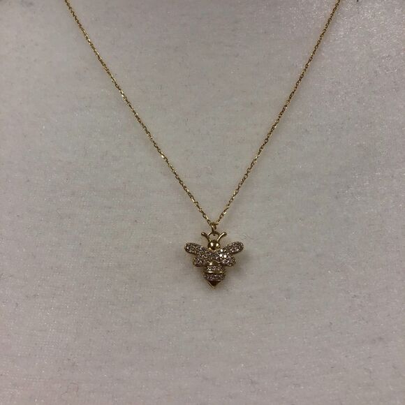 Gold over 925 Sterling Silver Bumble Bee Necklace - Picture 1 of 9